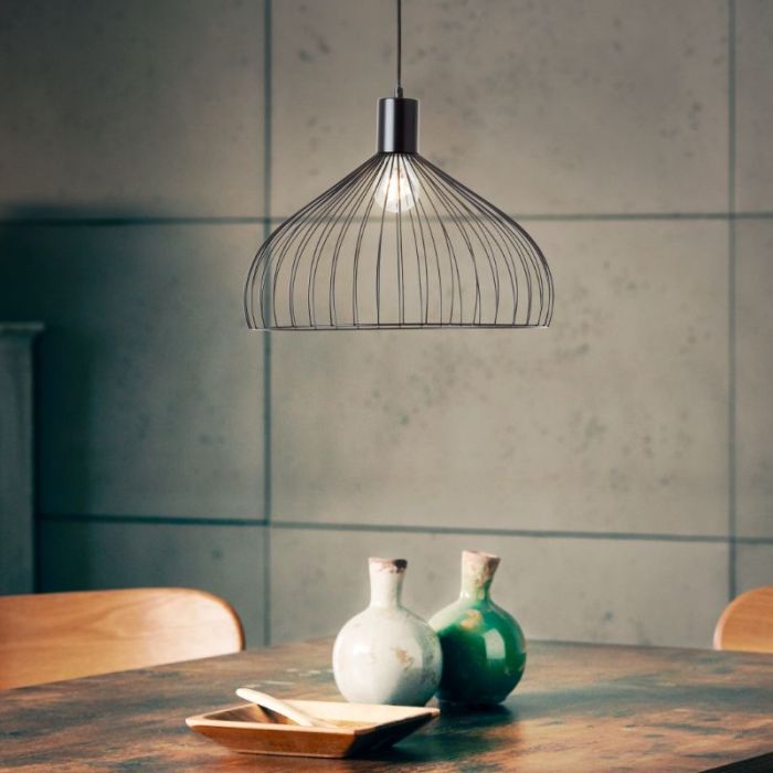 Lampada a sospensione nera industriale, Adama