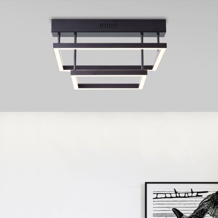 Plafoniera nera moderna, Enis, 34W, 3000K LED, dimmer in 3 fasi