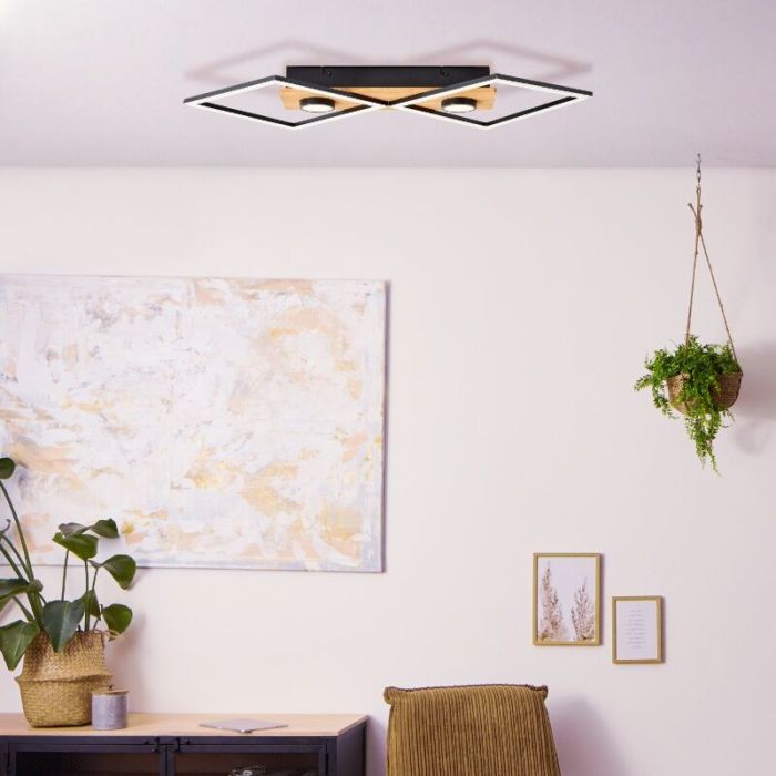 Plafoniera in legno nera, Virginia, 32W, 3000K LED