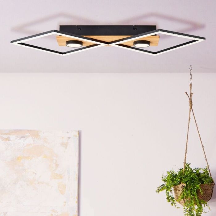 Plafoniera in legno nera, Virginia, 32W, 3000K LED