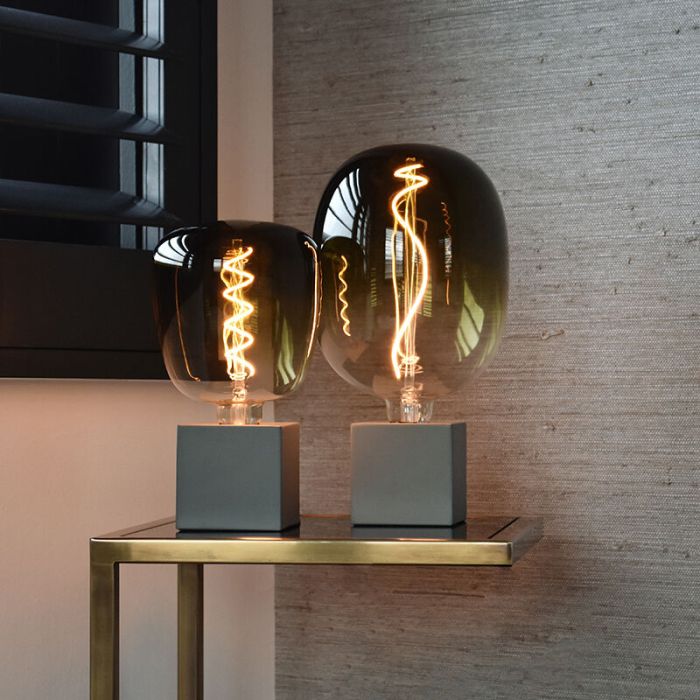 Lampada da tavolo senza paralume moderna grigia, Loana, con interruttore