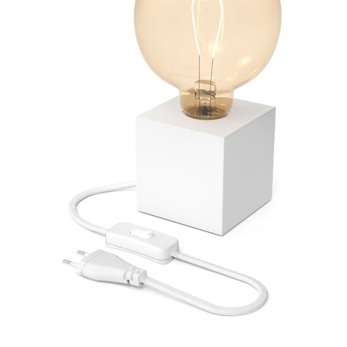 Lampada da tavolo senza paralume moderna bianca, Loana, con interruttore