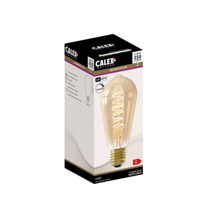 Calex lampadina Edison LED E27 regolabile ambra, 3,8W, 2100K