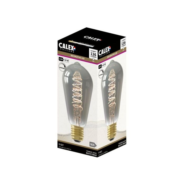 Calex lampadina Edison LED E27 regolabile grigio, 4W, 1800K