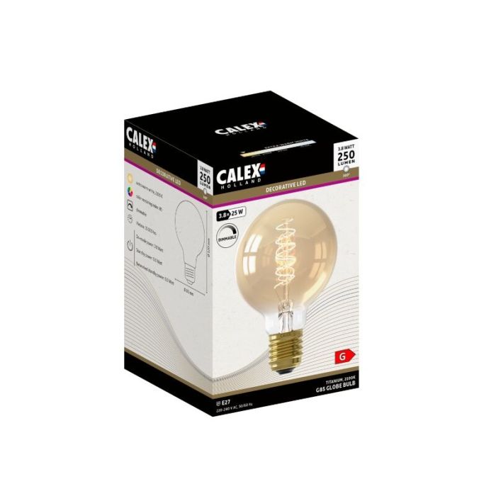 Calex lampadina a filamento LED E27 regolabile ambra, 3,8W, 2100K