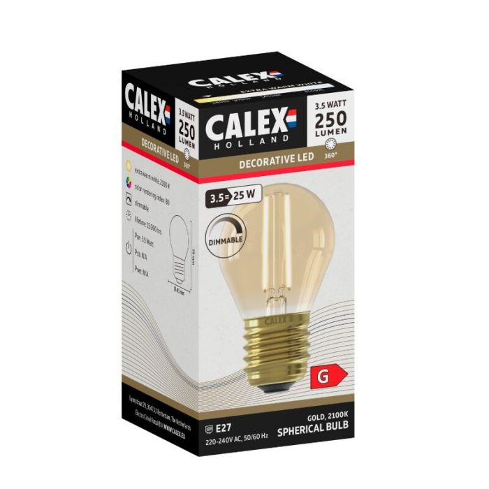 Calex lampadina a filamento LED E27 regolabile ambra, 3,5W, 2100K