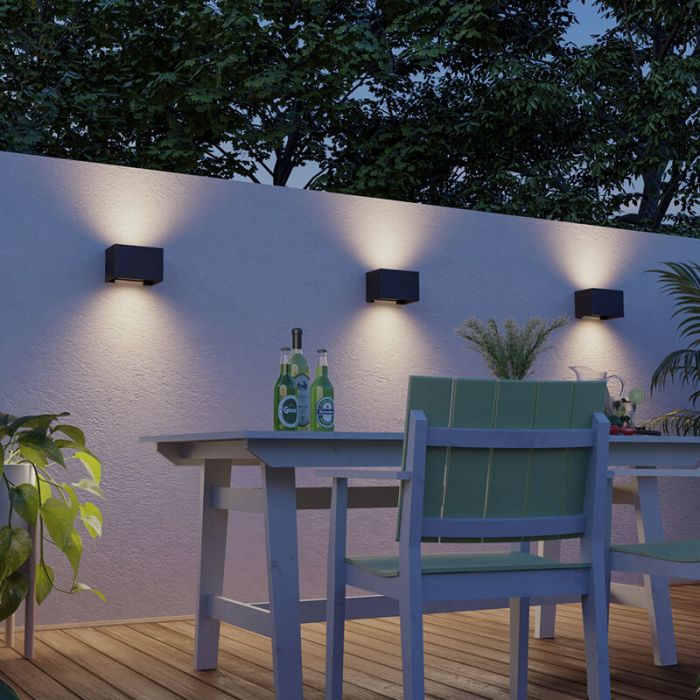 Lampada da parete up down nera in alluminio, Dion, 7W, 3000K LED, IP54