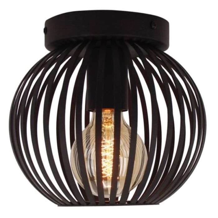 Lampada da soffitto nera industriale, Lieve