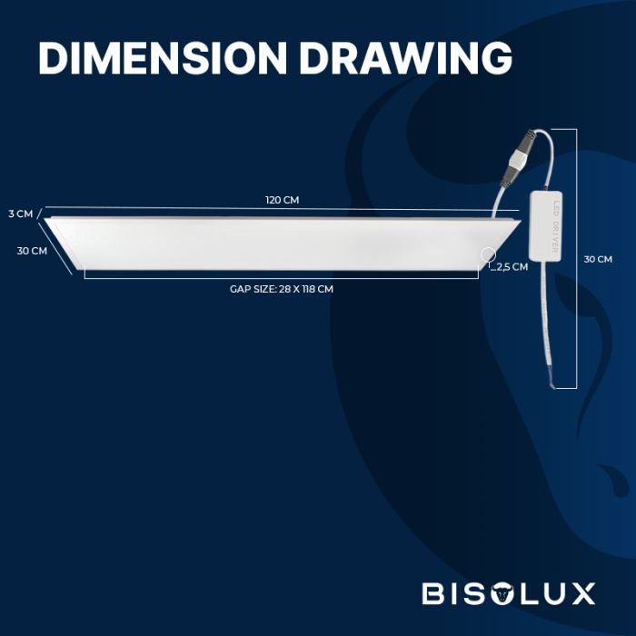 Pannello LED 30x120 cm, 48W, 4000K
