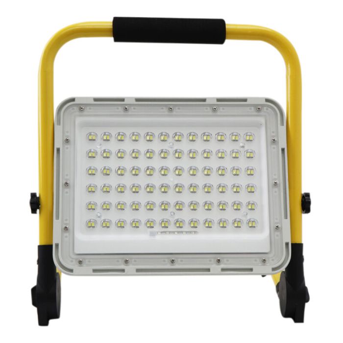 Luce da lavoro ricaricabile gialla in alluminio, Hilmi, 100W, 6500K LED, IP44, con interruttore