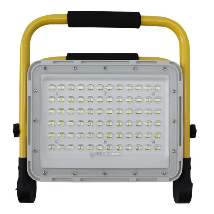 Luce da lavoro ricaricabile gialla in alluminio, Hilmi, 100W, 6500K LED, IP44, con interruttore