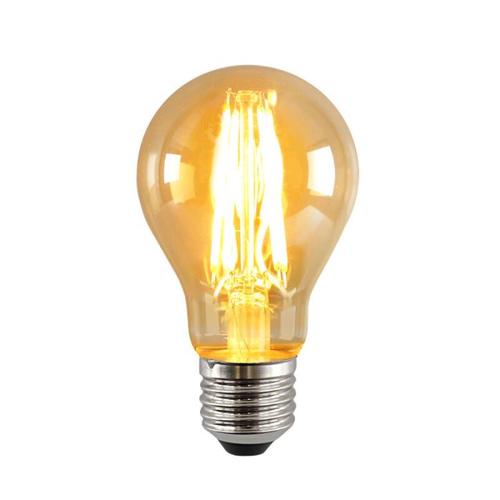 Lampadina LED Olucia E27 dimmerabile, A60, 5w, vetro ambrato, 2400k