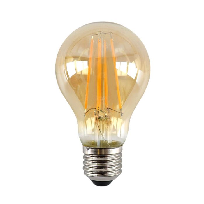 Lampadina LED Olucia E27 dimmerabile, A60, 5w, vetro ambrato, 2400k