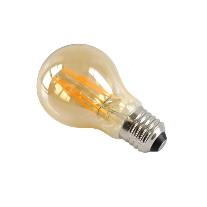 Lampadina LED Olucia E27 dimmerabile, A60, 5w, vetro ambrato, 2400k