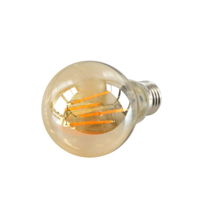 Lampadina LED Olucia E27 dimmerabile, A60, 5w, vetro ambrato, 2400k