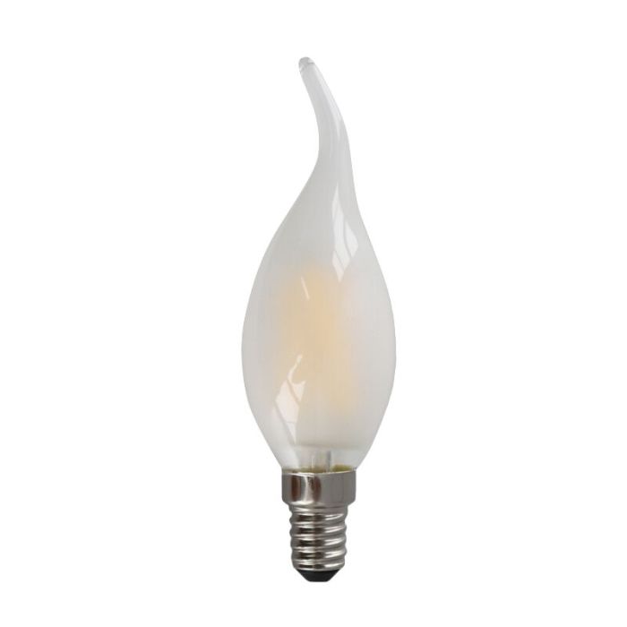 Candela dimmerabile Olucia E14 LED punta, 3w, Vetro bianco, 2700k
