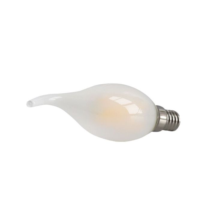Candela dimmerabile Olucia E14 LED punta, 3w, Vetro bianco, 2700k