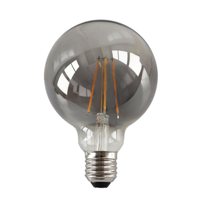 Lampadina LED Olucia E27 dimmerabile, G95, 5w, Vetro fumé, 2200k