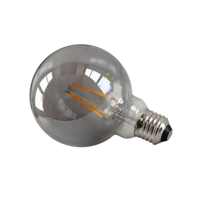 Lampadina LED Olucia E27 dimmerabile, G95, 5w, Vetro fumé, 2200k