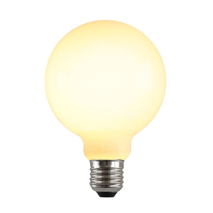 Lampadina LED Olucia E27 dimmerabile, G95, 5w, Vetro bianco, 2700k