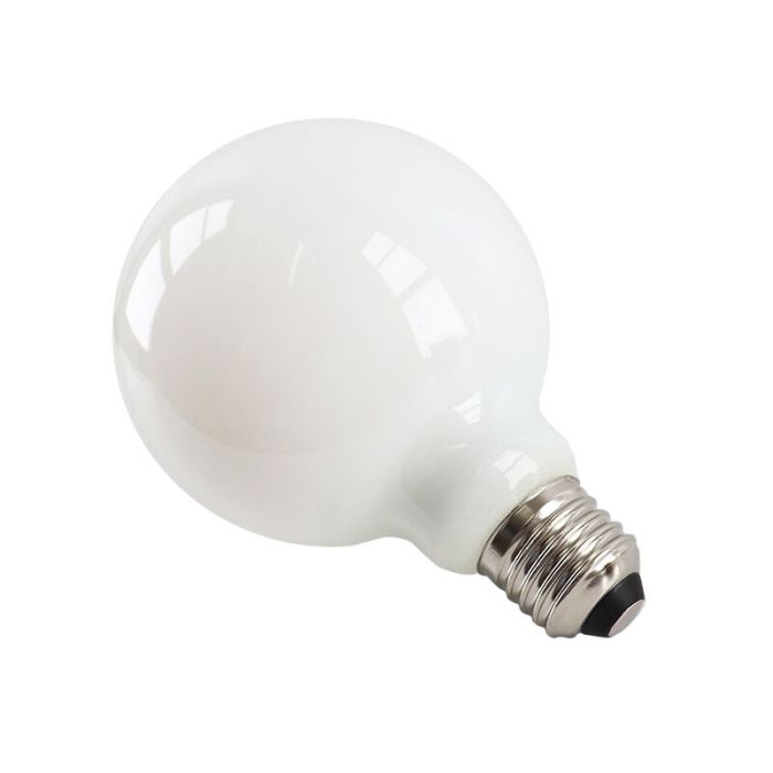 Lampadina LED Olucia E27 dimmerabile, G95, 5w, Vetro bianco, 2700k