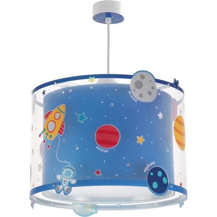 Lampada a sospensione per bambini blu in plastica, Planets