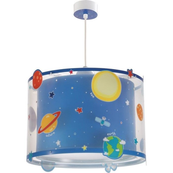 Lampada a sospensione per bambini blu in plastica, Planets