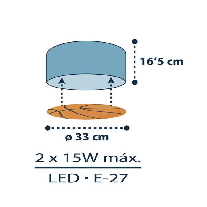Lampada da soffitto per bambini blu in plastica, Basketball