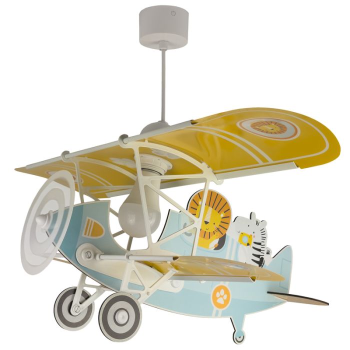 Lampada a sospensione per bambini blu in plastica, Lion plane