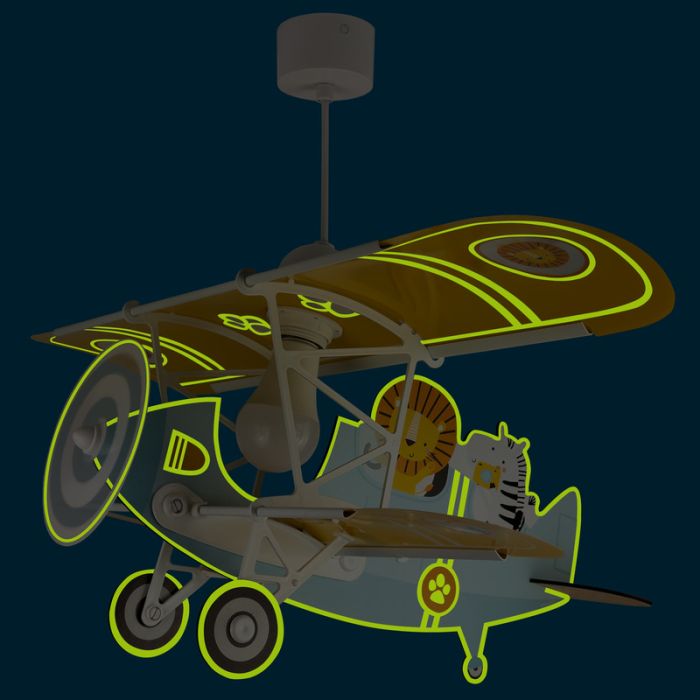 Lampada a sospensione per bambini blu in plastica, Lion plane