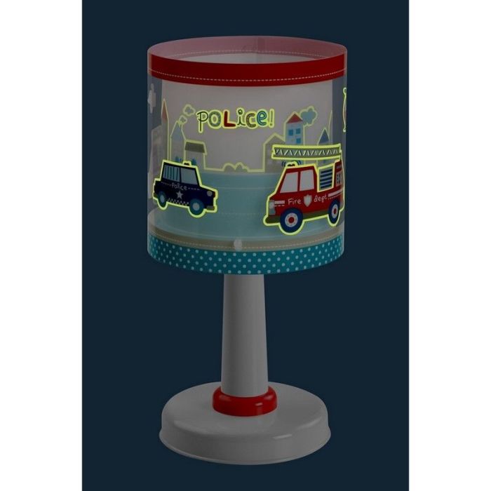 Lampada da tavolo per bambini blu in plastica, Police, con interruttore