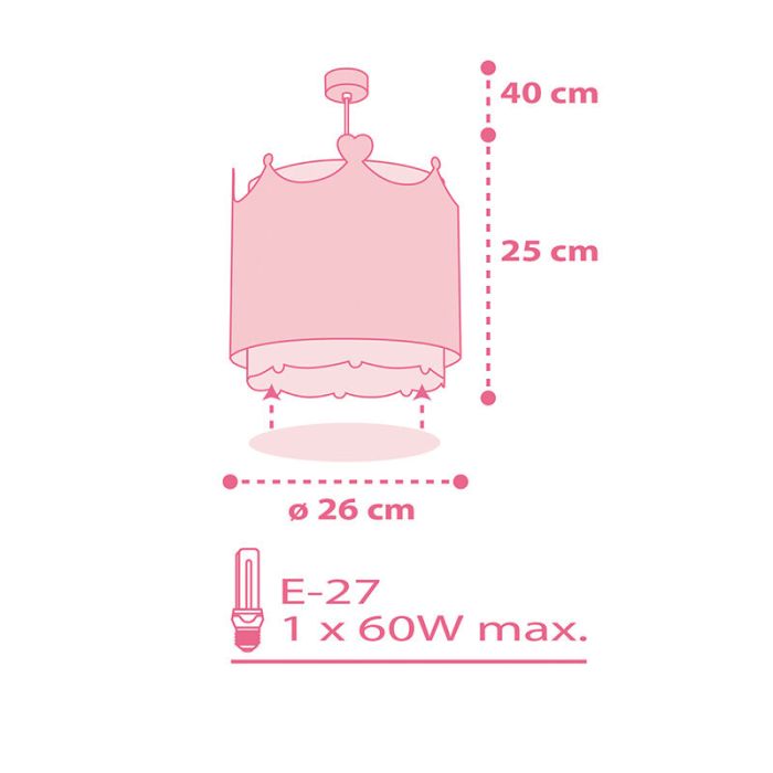 Lampada a sospensione per bambini rosa in plastica, Queen