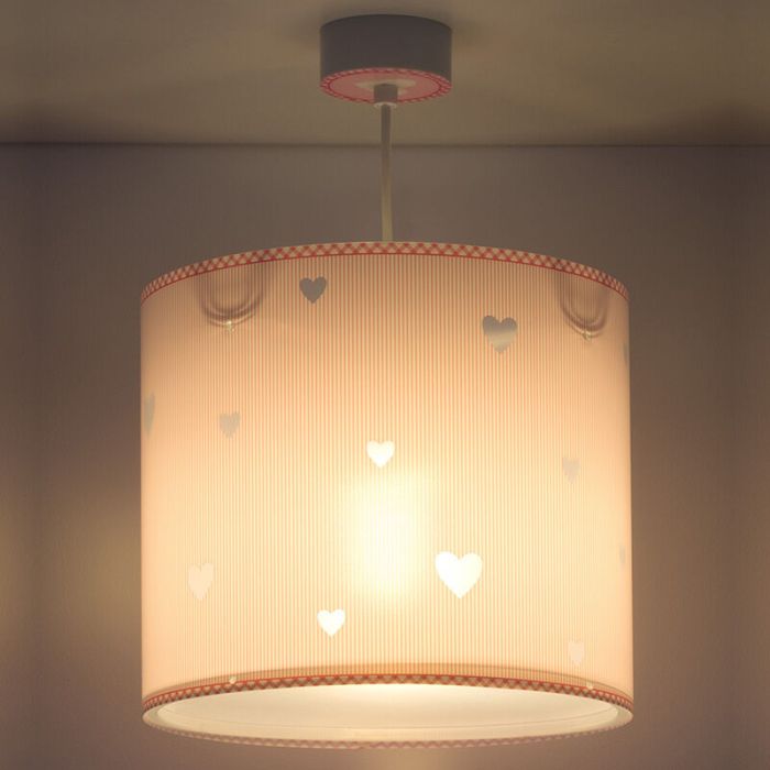 Lampada a sospensione per bambini rosa in plastica, Hearts