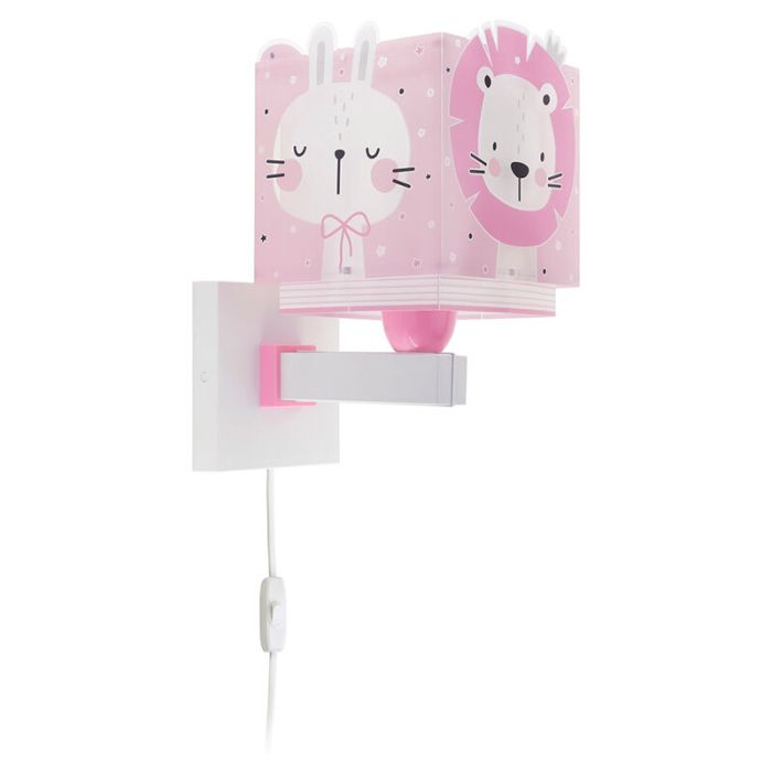 Applique da parete per bambini rosa in plastica, Baby jungle