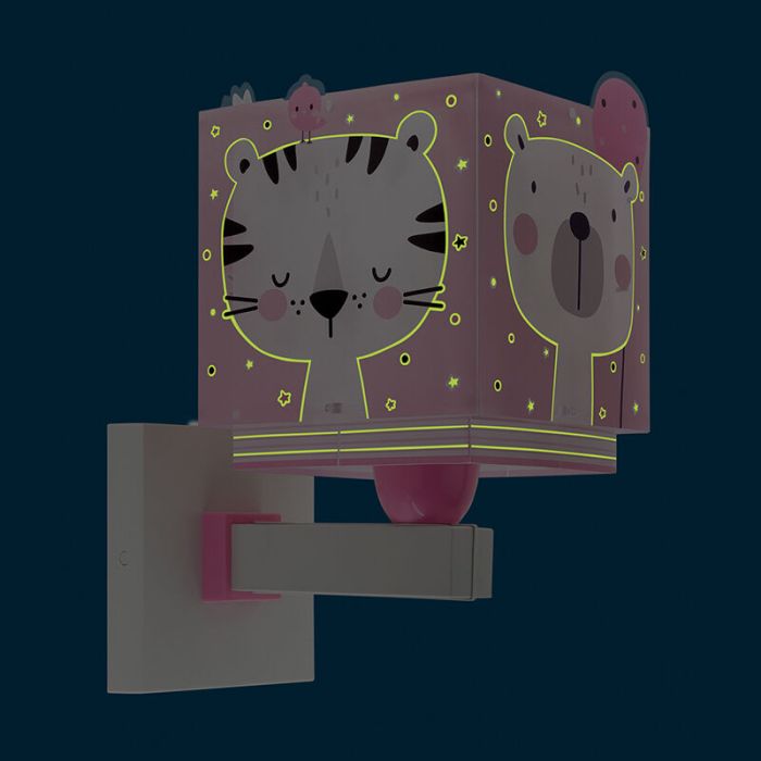 Applique da parete per bambini rosa in plastica, Baby jungle