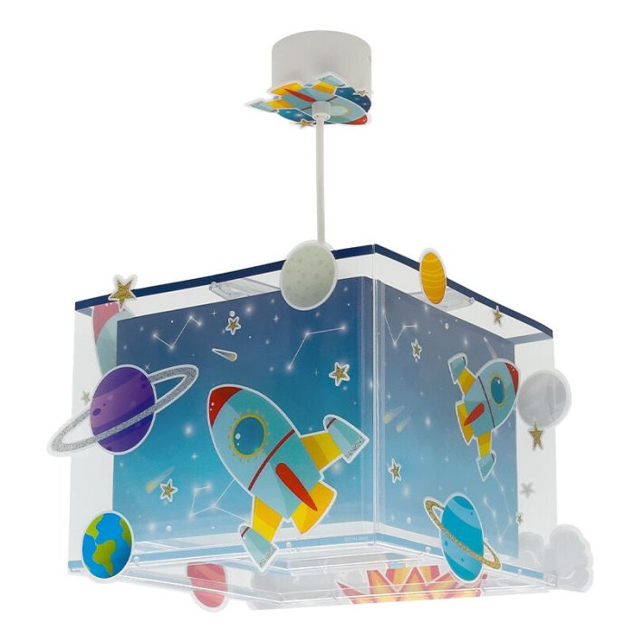 Lampada a sospensione per bambini blu in plastica, Rocket