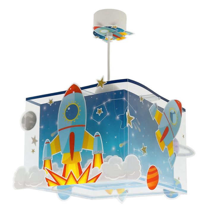 Lampada a sospensione per bambini blu in plastica, Rocket