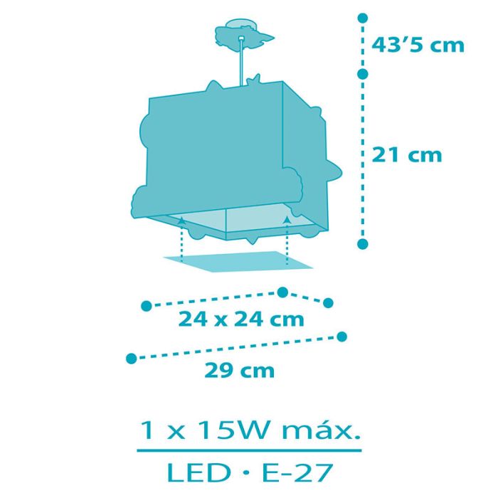 Lampada a sospensione per bambini blu in plastica, Rocket
