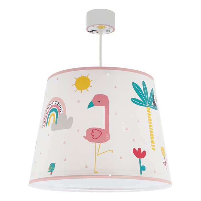 Lampada a sospensione per bambini rosa in plastica, Flamingo