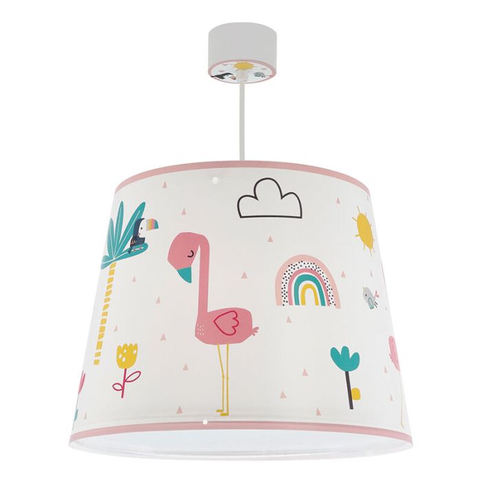 Lampada a sospensione per bambini rosa in plastica, Flamingo