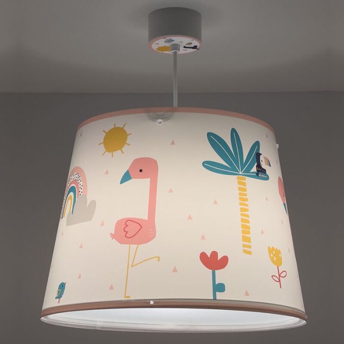 Lampada a sospensione per bambini rosa in plastica, Flamingo