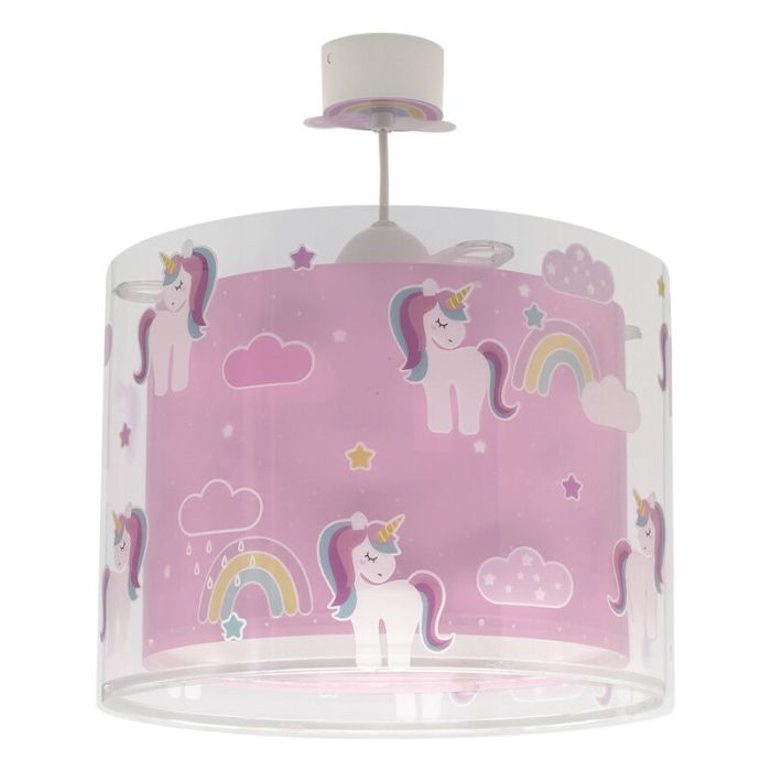 Lampada a sospensione per bambini rosa in plastica, Unicorn