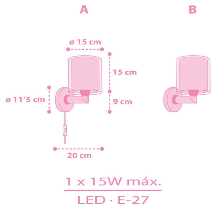 Applique da parete per bambini rosa in plastica, Unicorn