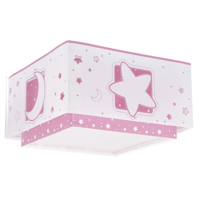 Lampada da soffitto per bambini rosa in plastica, Moon and stars