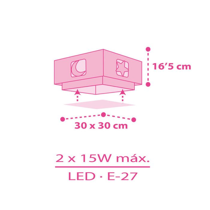 Lampada da soffitto per bambini rosa in plastica, Moon and stars