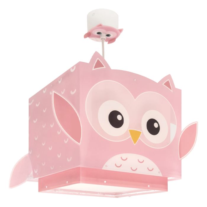 Lampada a sospensione per bambini rosa in plastica, Owls