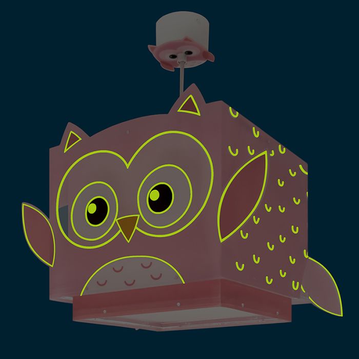 Lampada a sospensione per bambini rosa in plastica, Owls