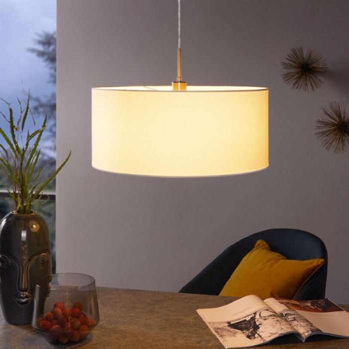 Lampada a sospensione bianca in tessuto, Abano