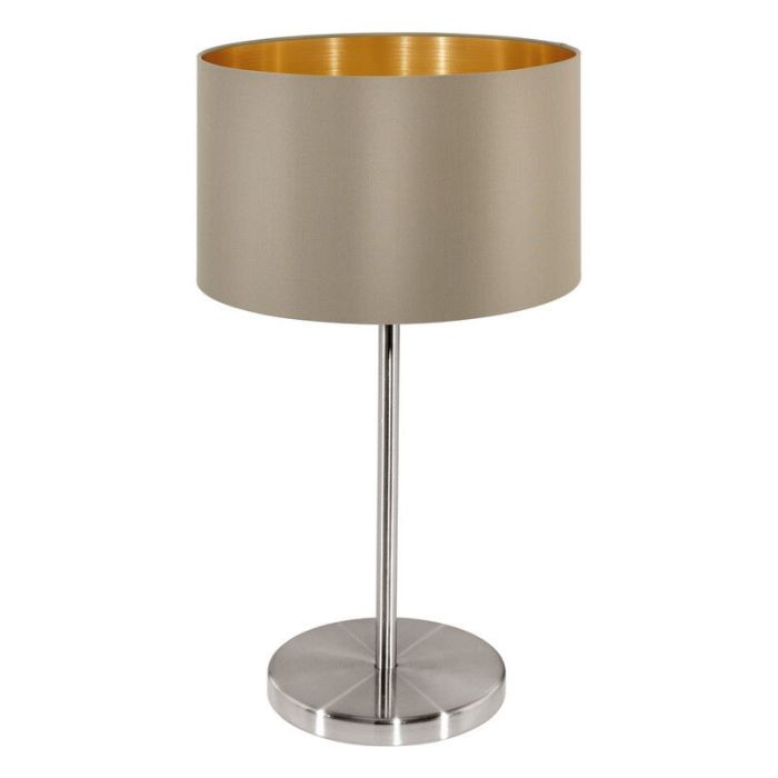 Lampada da tavolo dorata in tessuto, Terme, con interruttore