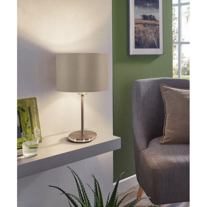 Lampada da tavolo dorata in tessuto, Terme, con interruttore